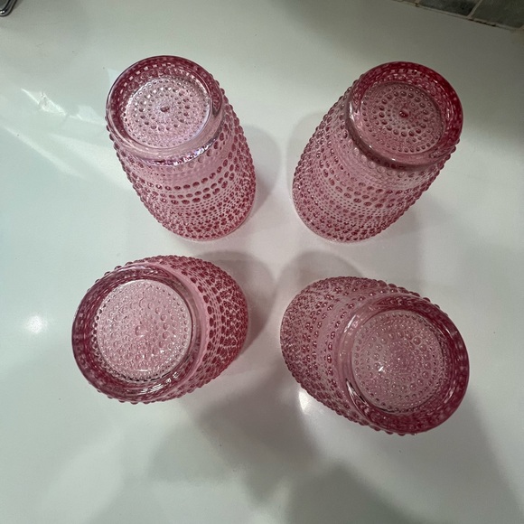 Pink Bubble Textured Drinking Glasses. Set Of Four. - Picture 3 of 9